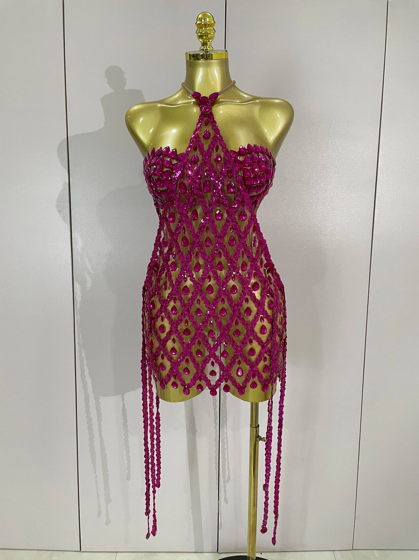 Sexy Sparkly Sequin Diamond Mesh Transparent Two Piece Set Women Celebrate Evening Party Birthday Dress Stage Photo Shoot Wear