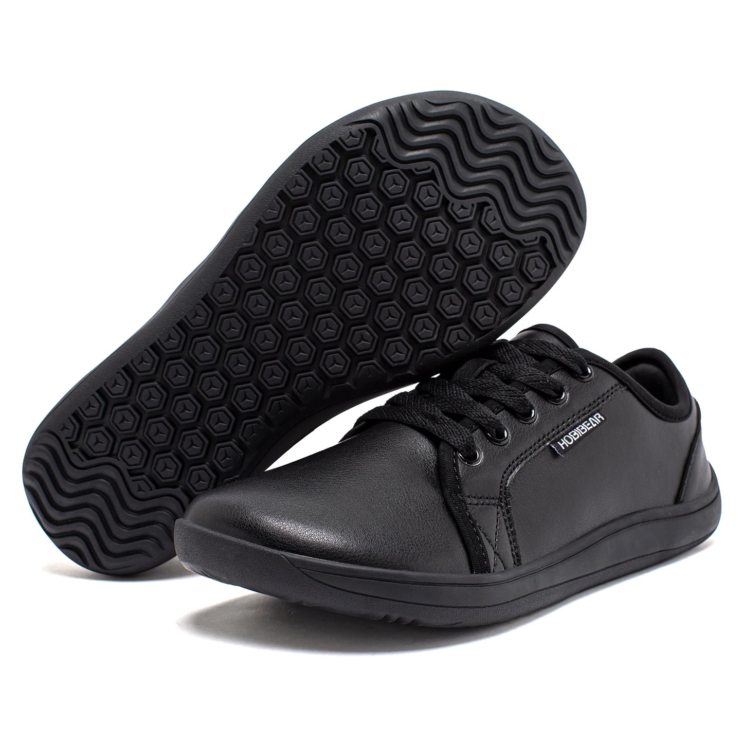 HOBIBEAR Minimalistische Schuhe für Herren und Damen, weite Zehenbox, Barfuß-Schuhe, Zero Drop, Freizeit-Sneaker aus Kunstleder, leichte Walking-Sneaker