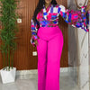 Wmstar Plus Size Two Piece Sets Wholesale Long Sleeve Print Top and Wide Leg Pants Matching Suit Fall Clothing Dropshopping