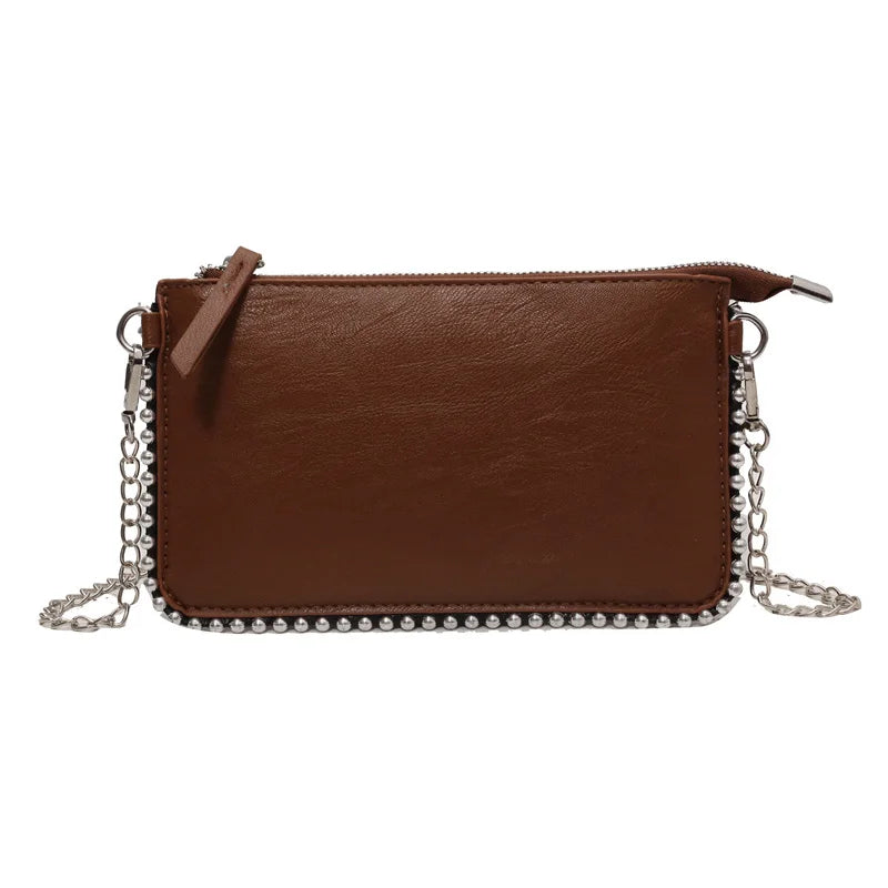 Einfarbige Design-Umhängetaschen für Damen, Mode-Ketten-Handytaschen, Mode-Schulter-Kuriertasche, Sac A Main weiblich