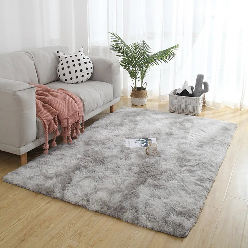 Grauer Teppich für Wohnzimmer Plüsch Teppich Schlafzimmer Boden Flauschige Matten Anti-Rutsch Home Decor Teppiche Weiche Samt Teppiche Kinderzimmer Decke