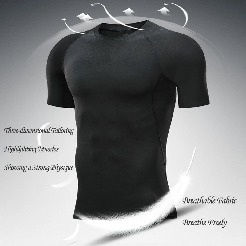 Anime Men's Compression Shirt Fitness Sport Running Tight Gym TShirts Athletic Workout Quick Dry Tops Tee Summer