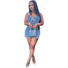 Camisole Dress Sexy Sleeveless Women Denim Dresses Solid Spliced Sheath Slim Washed Distressed 2025 Summer Wrap Buttocks