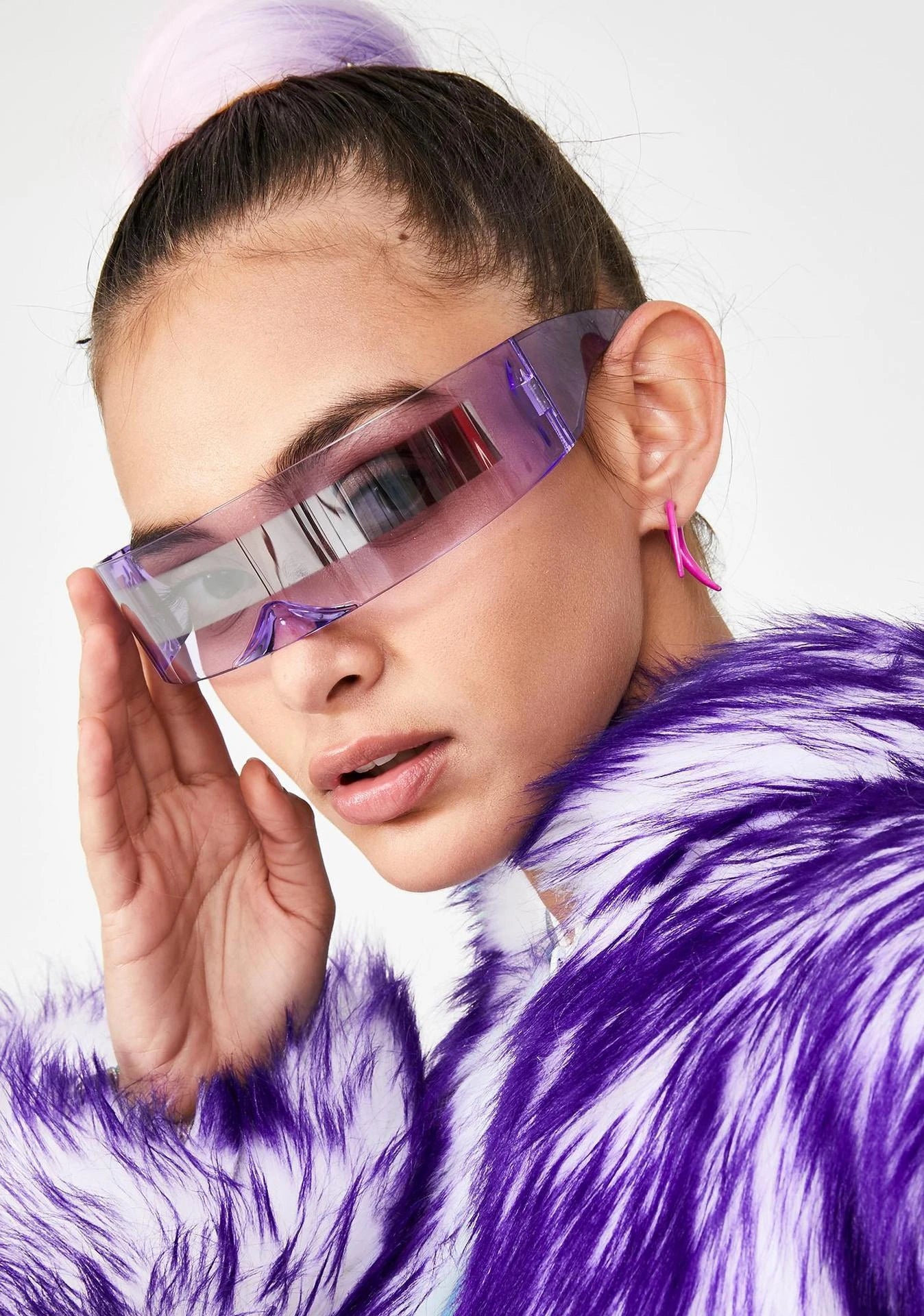 Futuristic Narrow Visor women Sunglasses Laser Eyeglasses Personality Mirrored Lens Eyewear Glasses integrated Men sun glasses