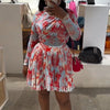 Women Two Piece Sets Shorts Skirt Set Full Sleeve Print Top Short Skirts A Line Pleated High Waist Y2k Streetwear Elegant Autumn