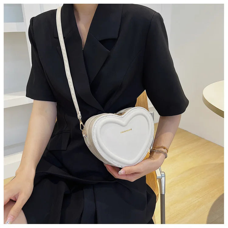 Fashion Heart Shape Crossbody Bags For Women New Solid Pu Leather Shoulder Bag Casual Ladies Handbags Designer Women Bags сумка