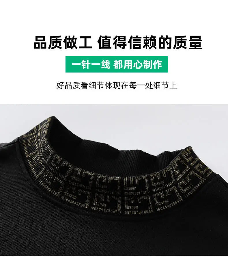 Fashion Hip Hop Halbhoher Kragen Sweatshirts Luxus-Druck Mode Vielseitiger Pullover Hoodie Soziale Nachtclub Herrenbekleidung