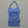 2 Pieces Sports Set Women Backless Halter Tops High Waist Seamless Hight Stretch Shorts Gym Suit Sportswear Workout Sets