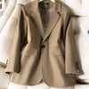 Khaki Black Green Women Solid Formal Blazer Coat Female Long Sleeve Single Button Straight Jacket For Office Ladies Work Wear