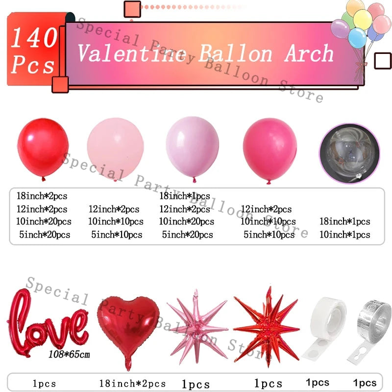 Valentinsdeko Ballon Girlande Bogen Kit Rosarot Herz Liebe Ballon für Hochzeit Jahrestag Valentinstag Geschenk 14 De Febrero