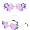 Randlose Sonnenbrille Damen Luxusmarke Strass Sonnenbrille Damen Niedliche Herzform Punk Party Brille очки від сонця женские