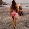 TARUXY Asymmetrisches, sexy bedrucktes Kleid, drapiert, Schwingkragen, Strandurlaub, Minikleid, elegant, ärmellos, Damen, hohe Taille