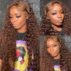 13X6 Chocolate Brown Curly Lace Front Wigs Colored Human Hair Wigs Pre Plucked Deep Wave 13X4 Hd Lace Frontal Brazilian Wig