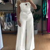 Spring New Jumpsuit Women Bandeau Beaded Spaghetti Strap Bowknot Design Ruched Slim Fit Elegant Wide-Leg Overall Female Jumpsuit