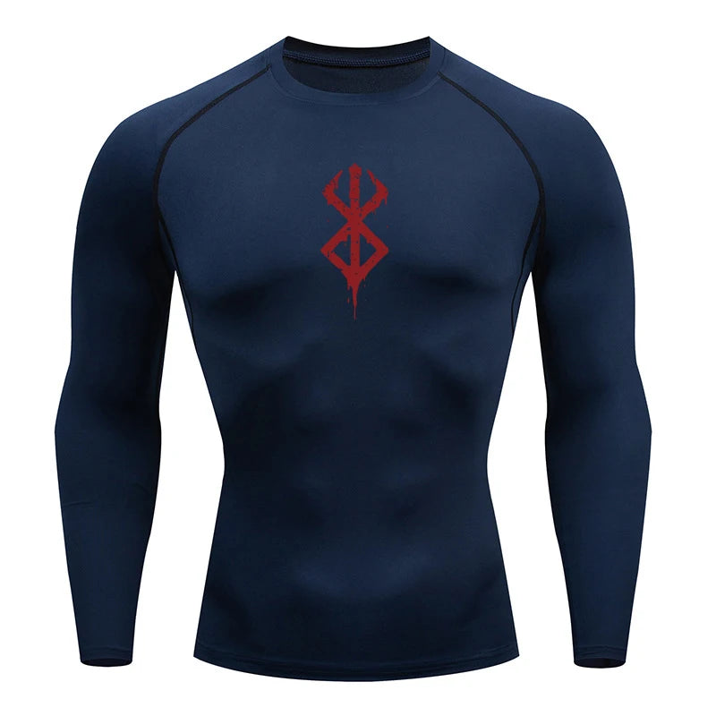 Anime Men's Compression Shirt Fitness Sport Running Tight Gym TShirts Athletic Workout Quick Dry Tops Tee Summer
