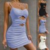 Top Selling Dresses For Women 2024 Casual Women'S Short Sexy Mini Slim Party Club Solid Color Cut Out Dress Ruched Bodycon