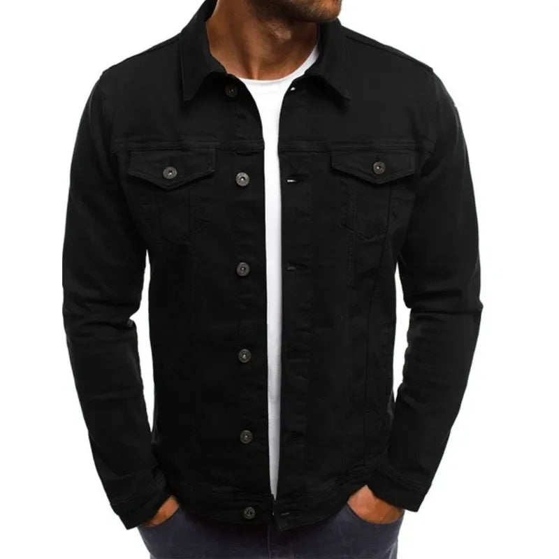 Herren Jeansjacke M-4XL Herbstkleidung Modejacken Einfarbig Business Casual Multi-Taschen Langarm Top Streetwear