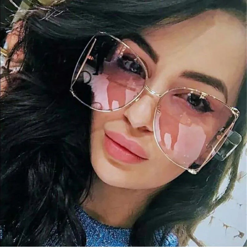 2024 Halbrahmen Marken Designer Brille Damen Quadratische Perle Berühmte Sonnenbrille Weibliche Mode Übergroße Klare Rosa Brille Damen