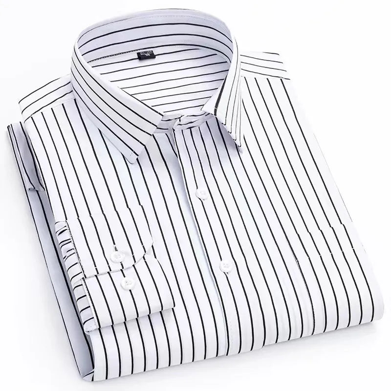 Men's Print Shirt Autumn Spring Long Sleeve Thin Non Iron Fashion Business Causal Social Anti-wrinkle Plaid Slim Fit Chemise Hom