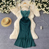 SINGREINY Evening Party Senior Slim Dress Women Spaghetti Strap Backless Zipper Sleeveless Bodycon 2024 Newest Satin Long Dress