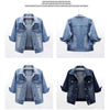 2024 New Women Spring Autumn Denim Jacket Tops Pink Color Solid Short Multicolor Feminino Three Quarter Sleeve Jean Jacket