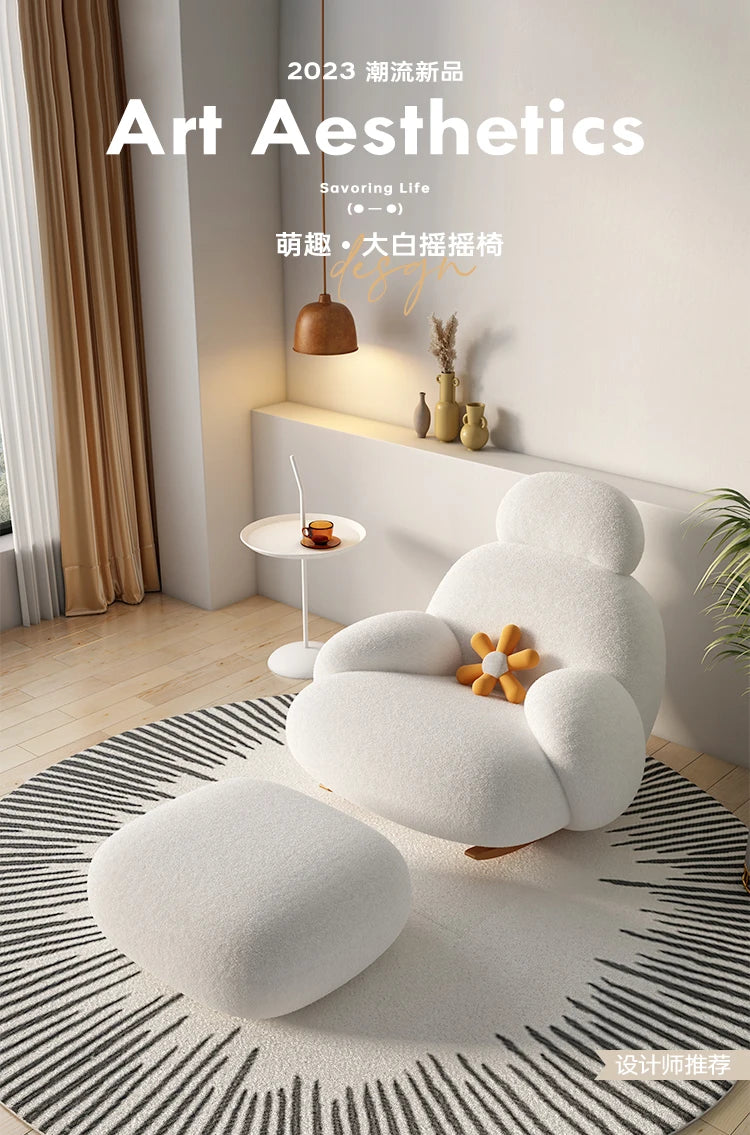 Fluffy White Wohnzimmerstuhl Modern Niedlich Boden Ergonomischer Wohnzimmerstuhl Lounge Relaxsessel Möbel Salon Home Möbel