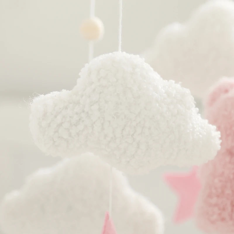 Baby-Kinderbett-Mobile-Rassel-Spielzeug 0-12 Monate Säugling Weicher Filz Teddy Samt Rosa Bär Bettglocke Hängendes Spielzeug Halterung Babybett Mädchen Spielzeug