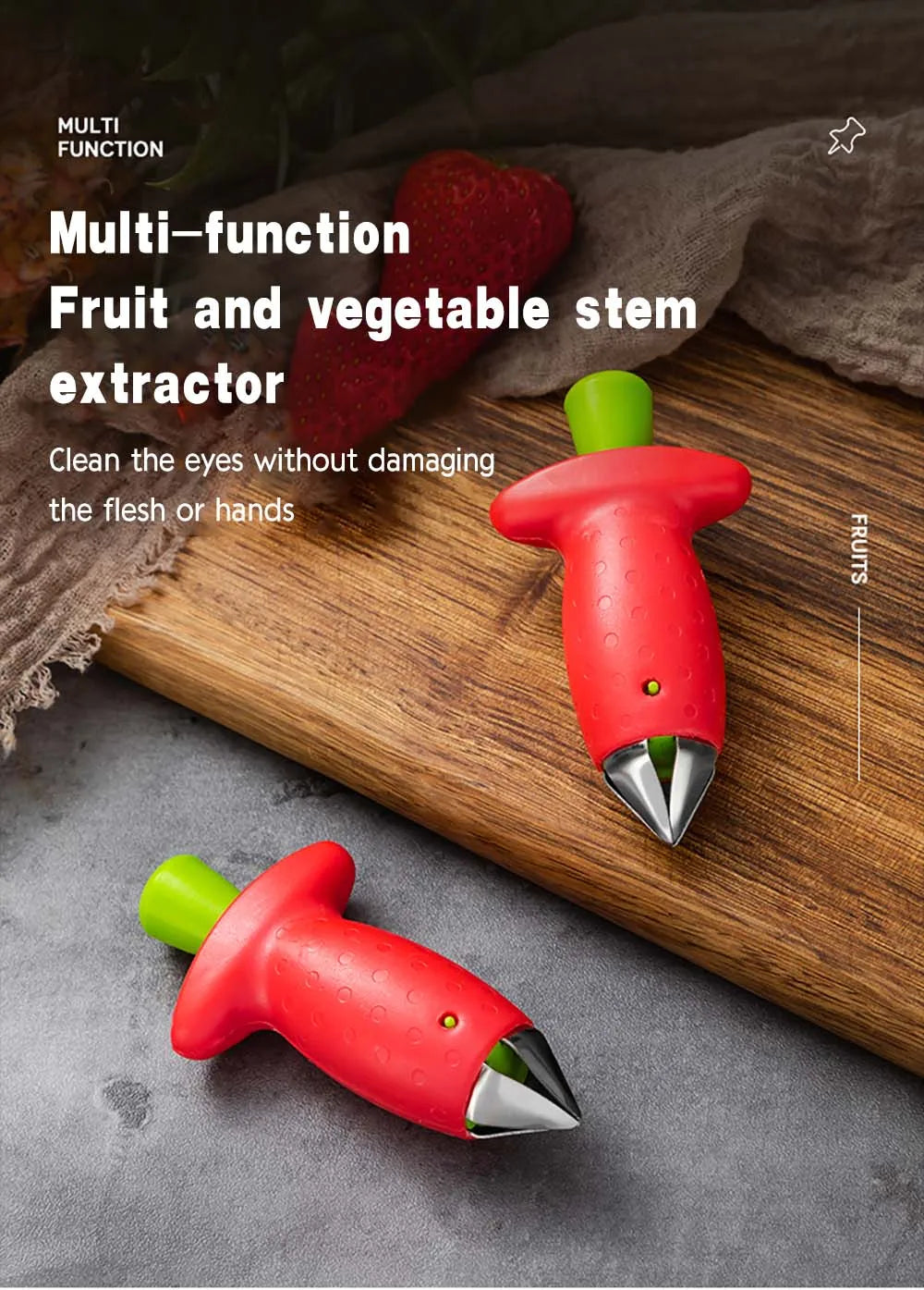 Strawberry Huller Pineapple Cutters Novel Tomato Stalks Remover Fruit Knife Useful Strawberry Leaf Cleaner Kitchen Accessories