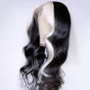 Charisma Black Wigs White Highlight Kunsthaarperücke Vorgezupfte Kunsthaar-Spitzenperücken Für Frauen Loose Wave Lace Frontal Perücke