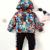 Two Sets Of Baby Boys Casual Cute Monster Pattern Half Open Front Hoodie & Pants Spring And Autumn