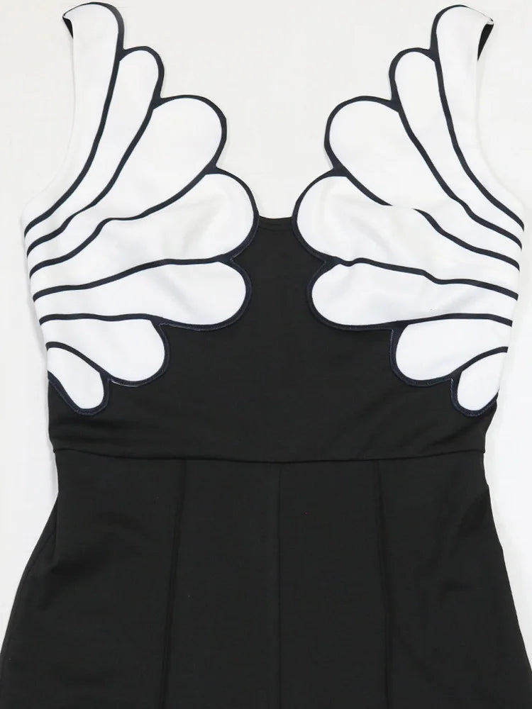 Beyprern Wunderschöner Jumpsuit mit Muscheldetails für Damen, ärmelloser Palazzo-Jumpsuit, weites Bein, Hosenanzug, Overalls, sexy Clubwear
