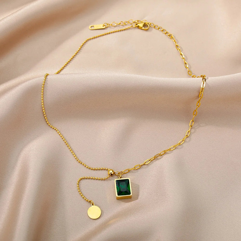 Double Layer Hollow Clavicle Chain Stainless Steel Necklace For Women Punk Hip-Hop Streetwear Jewelry Dropshipping