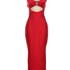 Weird Puss Sexy Party Dress Women Ring Clasp Chic Hollow Backless Sleeveless Low-Neck Birthday Banquet Rave Bodycon Vestidos