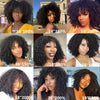 Afro Kinky Curly Wigs with Bangs 250% Density Brazilian Remy Human Hair Full Machine Made Wigs Short Afro Curly Wigs For Women
