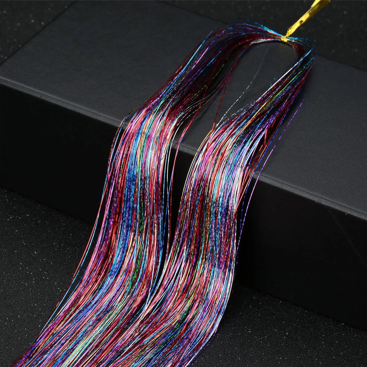 Shiny Sparkle Hair Tinsel 150PC/120cm Thin Colorful Rainbow Silk Hair Extensions Dazzles Women Hippie for Braiding Headdress