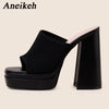 Aneikeh Sexy Gestrickte Wolle Chunky Plateau Sandalen High Heels Damen Peep Toe High Heel Sommer Nude Party Kleid Pantoletten Sandalen Schuhe