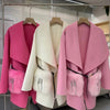 2024 New Winter Real Natural Fox Fur Pocket Coat Ladies Outwear Female Coat Cashmere Wool Woolen Women Luxury Jacket