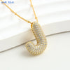 SUNSLL Cubic Zircon A-Z 26 Bubble Letter Necklace 2 Sizes Gold Plated M Chunky Balloon Initials Pendant Women Chain Jewelry 2024
