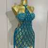Sexy Sparkly Sequin Diamond Mesh Transparent Two Piece Set Women Celebrate Evening Party Birthday Dress Stage Photo Shoot Wear
