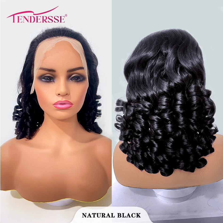 100 % vietnamesische Echthaarperücken, 250er Dichte, Ombre, Double Drawn, Bouncy Curly, Loose Wave, 13x4 HD Lace Front, klebefreie Perücke, vorgezupft