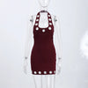 Sexy Halter Metal Ring Cutout Dress Women's O-neck Sleeveless Bodycon Mini Dresses 2026 Summer New Lady Fashion Edgy Party Wear