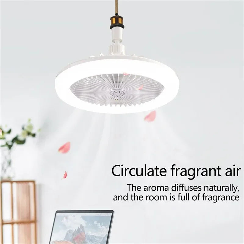 Ceiling Fan with Lighting Lamp Converter Base with Remote Control Ceiling Fan Lamp for Bedroom Living Home Silent 3 Speed