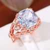 Huitan Creative Hollow Design Gorgeous Cubic Zirconia Rings for Women Rose Gold Color/Silver Color Wedding Party Trendy Jewelry