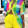 2025 Spring Autumn Casual Woman Sets Fashion Shirt Printed Button Shirt&Shorts Streetwear Shorts Pant Outfit Suit Two Piece Set