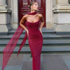 Suninheart Elegant Women 2 Piece Dress Set 2024 Strapless Bodycon Crop Top and Maxi Skirt Set Formal Wedding Guest Party Dress