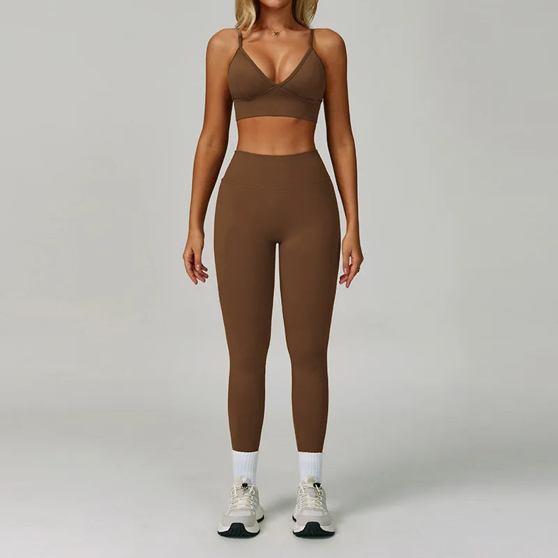 SWELTERING 2/3PCS Seamless Yoga Set Gym Clothes Sportswear Fitness Suits Women Workout Bra Crop Top Long Sleeve Sports Suits
