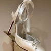 Ladies' New Summer Square Satin High-heeled Sandals with Ankle Straps, Fashionable Party and Banquet Ballet High-heeled Shoes
