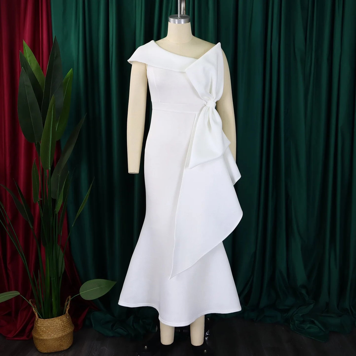 Elegante Kleider für Damen, One Shoulder, ärmellos, Rüschen, Meerjungfrauen-Schnitt, bodenlang, luxuriös, für Geburtstagsfeiern, Dinner, Vestidos Mujer Kleid