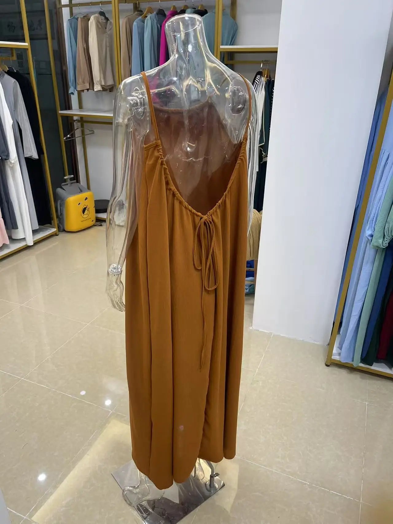New Arrival Women's Strapless Backless Long Loose Home Dress Comfortable Sleepwear Casual Maxi Dress