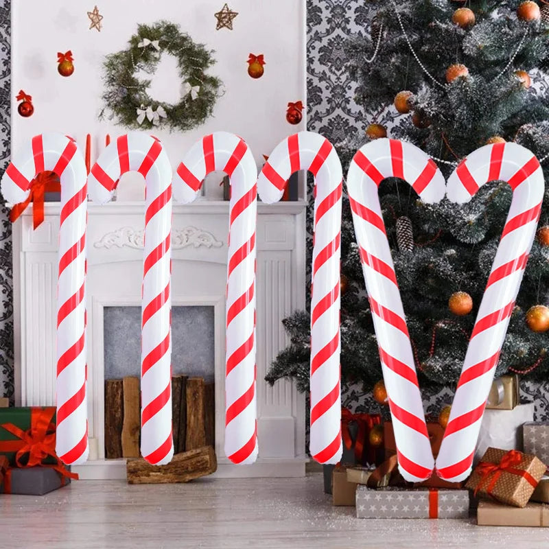 90cm aufblasbare Weihnachts-Zuckerstange, Luftballon, Spazierstöcke, 2023 Weihnachtsdekoration für Zuhause, 2024 Neujahrsparty-Zubehör, Kindergeschenk